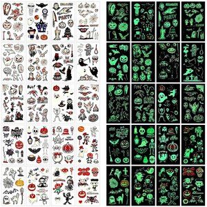 208 Pcs Luminous Halloween Temporary Tattoos Glow in The Dark Halloween Party Ta